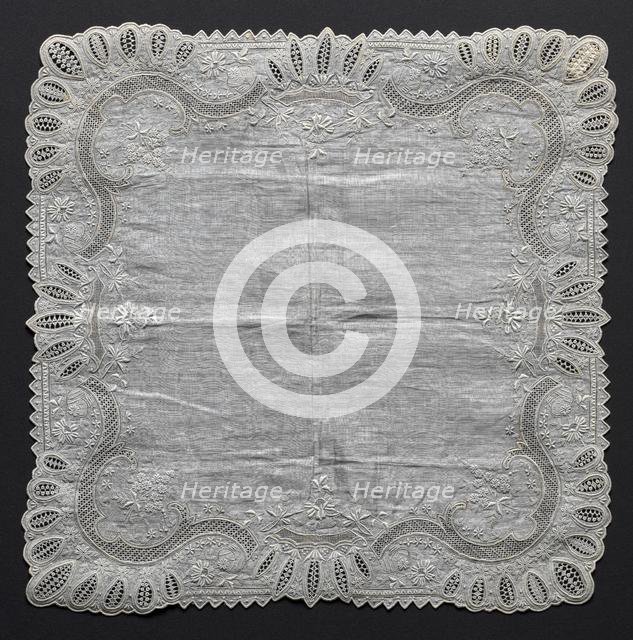 Embroidered Handkerchief, 19th century. Creator: Unknown.