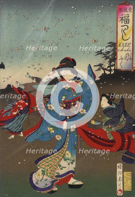 Blowing Wind, 1889. Creator: Chikanobu Yoshu.