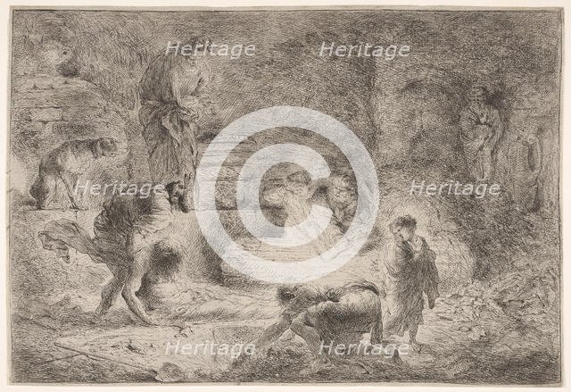 Tobit burying the dead, ca. 1647-51. Creator: Giovanni Benedetto Castiglione.