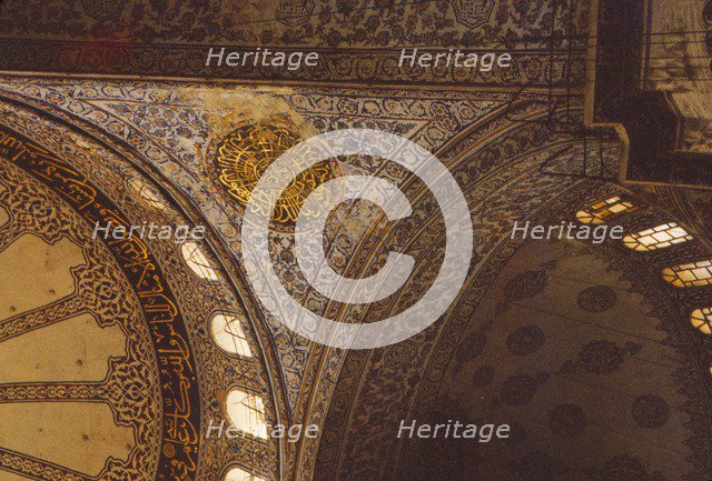 Blue Mosque (Sultan Ahmet Mosque), Interior showing decoration, Istanbul, 20th century. Artist: CM Dixon.