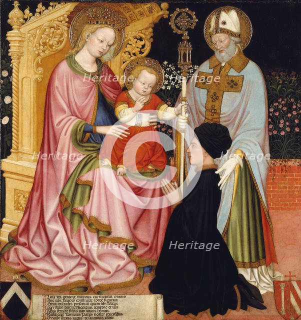 Madonna and Child with the Donor, Pietro de' Lardi, Presented by Saint Nicholas, ca. 1420-30. Creators: Michele dai Carri, Master G.Z..