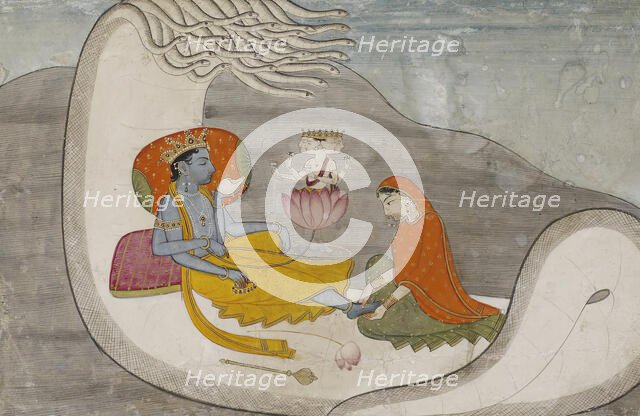 Vishnu Reclining on the Serpent Shesha, 1775-1800. Creator: Unknown.