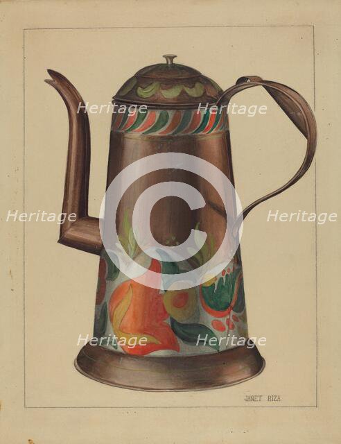 Toleware Coffee Pot, 1935/1942. Creator: Janet Riza.