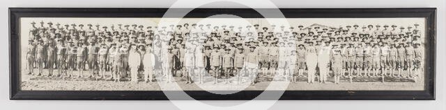 Framed panoramic photograph of M Company, 365th Infantry, 183d Brigade, 1917-1919. Creator: Unknown.
