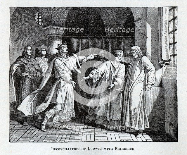 Reconciliation of Ludwig with Friedrich, 1882. Artist: Werthmann, Wilhelm (active 1854-1885)