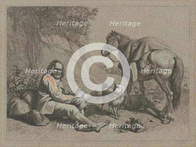 Seated Old Man about to Drink from a Gourd, c. 1763. Creator: Francesco Londonio.