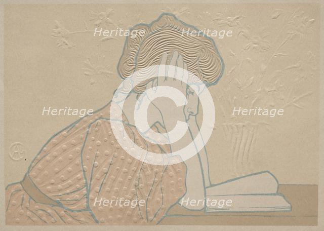 Young Woman Reading, 1896. Creator: Alexandre-Louis-Marie Charpentier (French, 1856-1909); from the edition issued for The Studio.