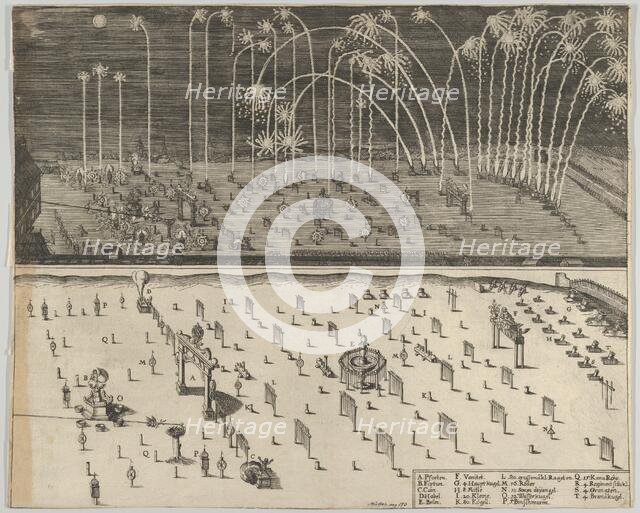 Fireworks display, Nuremberg, 1659. Creator: Anon.