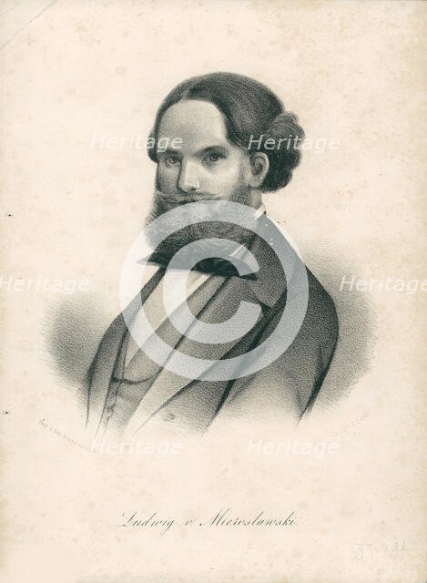 Portrait of Ludwik Mieroslawski (1814-1878), c. 1850. Creator: Domschke, Carl (1812-1881).