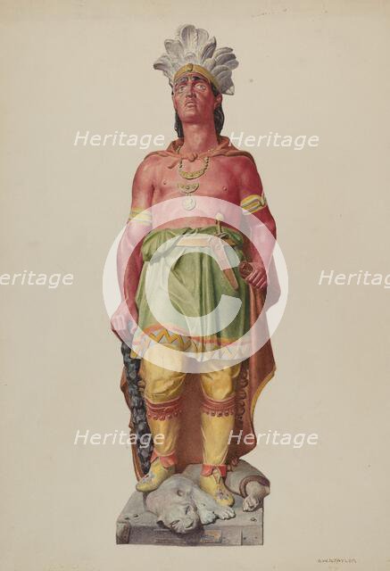 Cigar Store Indian, c. 1940. Creator: Robert W.R. Taylor.