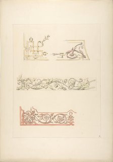 Three designs for decorative borders, 1830-97. Creators: Jules-Edmond-Charles Lachaise, Eugène-Pierre Gourdet.