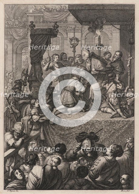 The coronation of Charles VII in the Rheims Cathedral, 17 July 1429, c1657 . Creator: Bosse, Abraham (1602-1676).