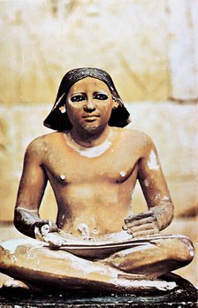 Model of a seated scribe, Ancient Egyptian, 5th Dynasty, 2498-2345 BC. Artist: Unknown