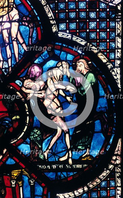 Creation of Eve, stained glass, Chartres Cathedral, France, 1205-1215. Artist: Unknown