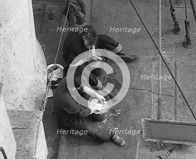 Sailors Washing on a Ship, 1943. Creator: British Pathe Ltd.