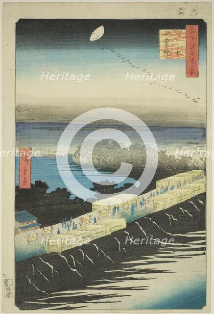 Nihon Embankment, Yoshiwara (Yoshiwara Nihonzutsumi), from the series "One Hundred..., 1857. Creator: Ando Hiroshige.