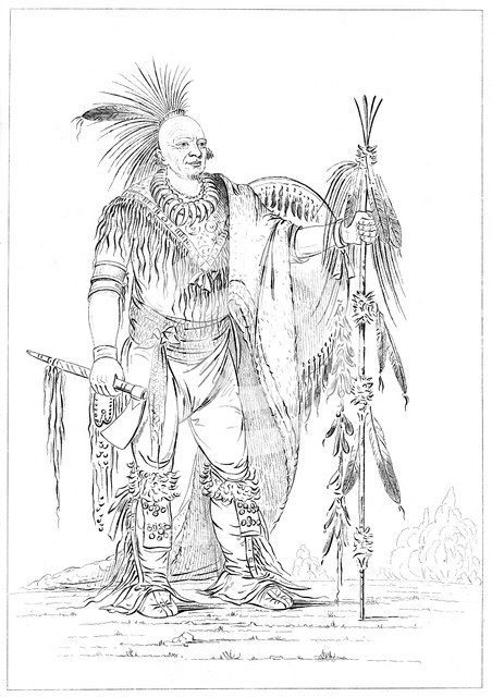 Sac or Fox brave, 1841.Artist: Myers and Co