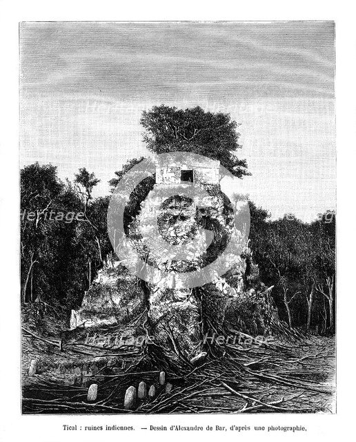 Mayan ruins, Tikal, Guatemala, 19th century. Artist: Alexandre de Bar