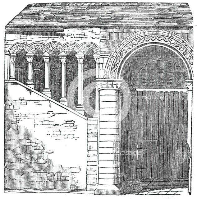 Staircase in the Conventional Buildings, Canterbury, 1844. Creator: Unknown.