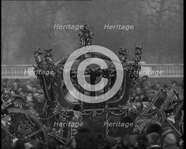 King George V and Queen Mary of the United Kingdom in a Carriage On Their Way To the State..., 1924. Creator: British Pathe Ltd.