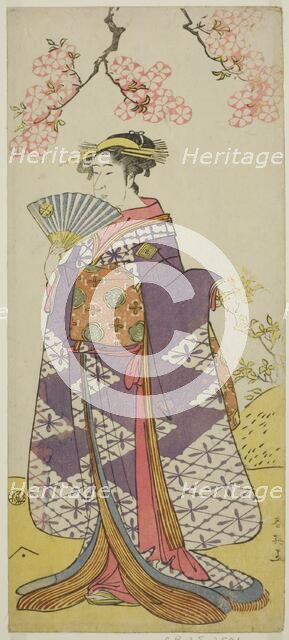 The Actor Ichikawa Komazo II as the Spirit of Lady Shiragiku in the Play Hatsu Midori..., c. 1791. Creator: Katsukawa Shun'ei.