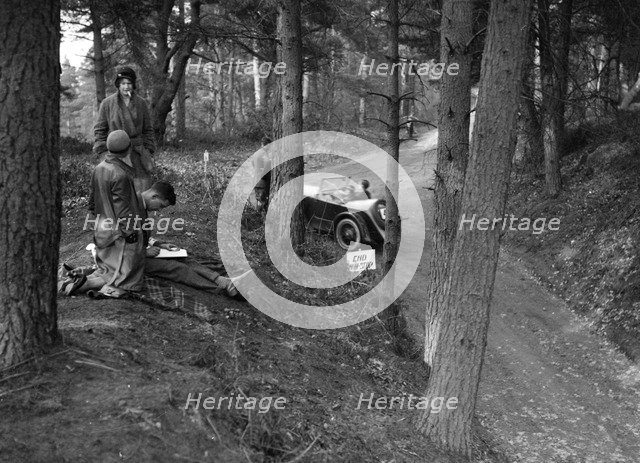 Austin 7 competing in the JCC Half-Day Trial, 1930. Artist: Bill Brunell.