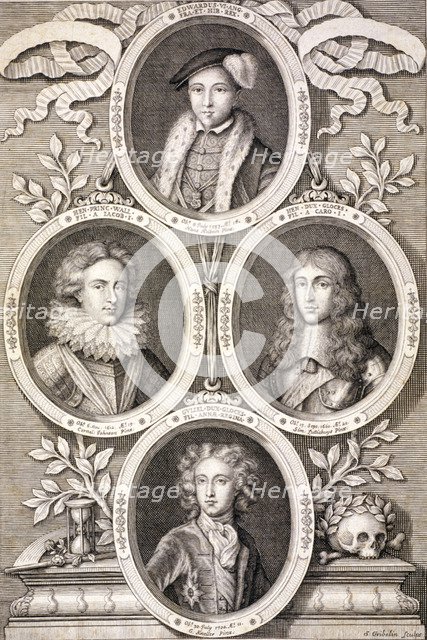 Edward VI, Henry and William, Dukes of Gloucester, and Henry, Prince of Wales, (c1700). Creator: Simon Gribelin.