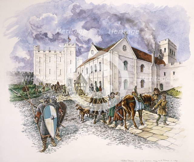 Keep and Palace, Old Sarum, Wiltshire, c1130, (1994). Artist: Peter Dunn