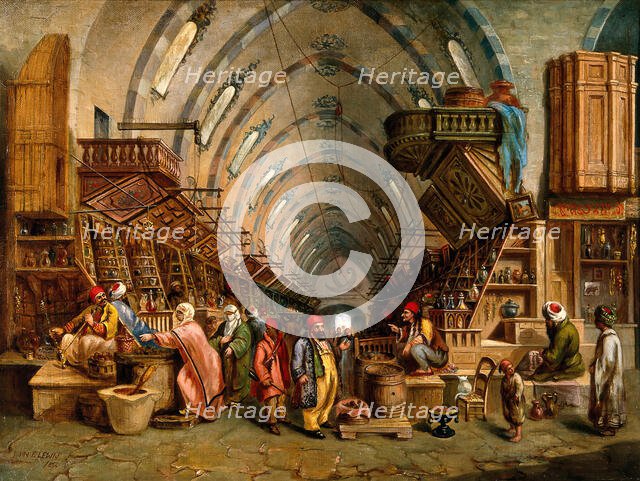A bazaar (the Egyptian bazaar, Constantinople?). Creator: John Varley.