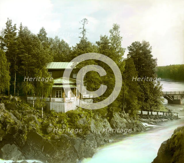 Dacha near Kivach waterfall, Suna River, 1915. Creator: Sergey Mikhaylovich Prokudin-Gorsky.