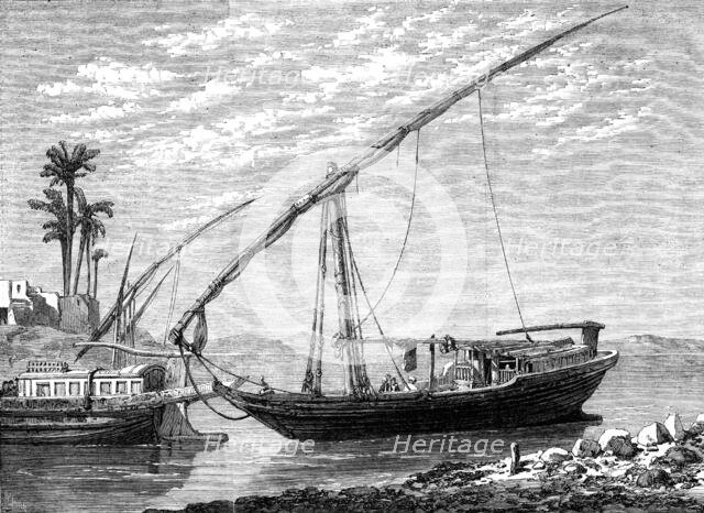 The Prince of Wales' Visit to Egypt: the Nile Boat - from a drawing by Frank Dillon, 1862. Creator: Richard Principal Leitch.