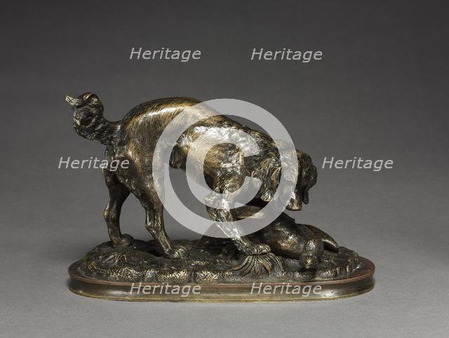 Spaniel and Duck, c.1830 - 1875. Creator: Antoine-Louis Barye (French, 1796-1875).