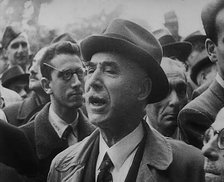 Italian Civilians Listening to a Speech About Removing the Monarchy, 1943-1944. Creator: British Pathe Ltd.