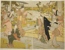 Oboshi Yuranosuke at the Ichiriki Teahouse, from scene VII in the Storehouse of..., Japan, c1785/89. Creator: Kubo Shunman.