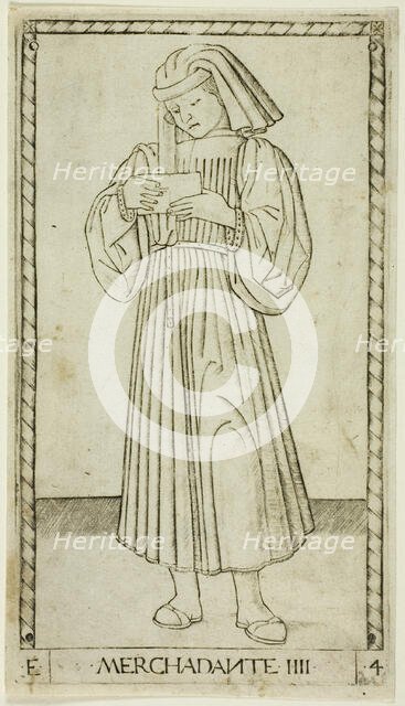 The Merchant, plate four from The Ranks and Conditions of Men, c.1465. Creator: Unknown.