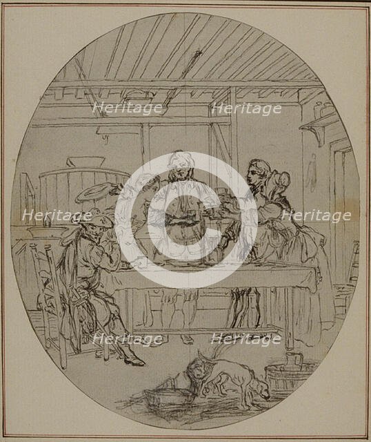 Study for a second edition, never published, of Colle's "La Partie de Chasse de Hen..., before 1766. Creator: Hubert Francois Gravelot.