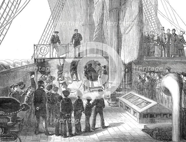 Visit of the Boys of the Clyde training-ship Cumberland to H.M.S. Aurora, 1876. Creator: Unknown.