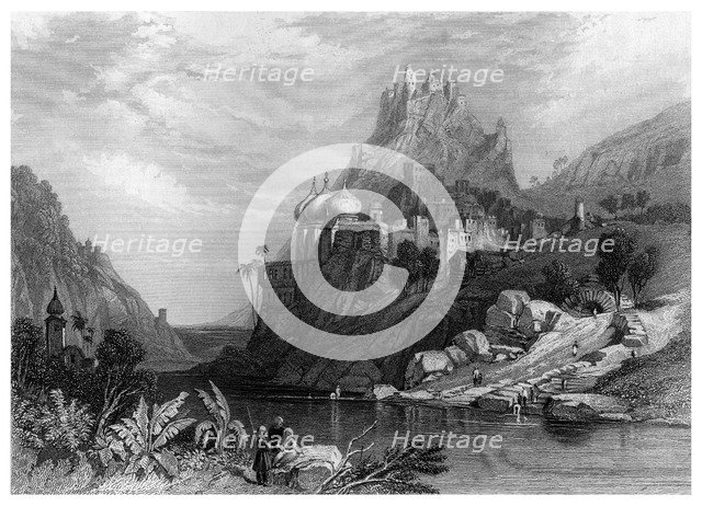 'Ruins at Ettaia, Said to Have Been Caused by the Combat Between Krishna and Kali'.Artist: Finden