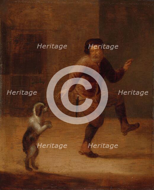 A Man Dancing with a Dog, c.1655-c.1665. Creator: Hendrick Bogaert.