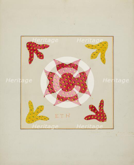 Pieced Autograph Quilt (1 Piece), c. 1936. Creators: Cornelius Christoffels, Margaret Linsley.