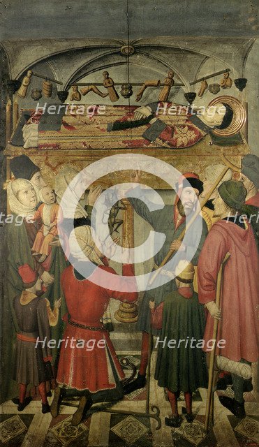 Table of the tomb of Saint Vincent and exorcism of a possessed', detail of the altarpiece of Sain…