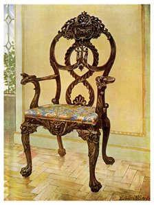 Carved early Chippendale chairman's chair, 1911-1912.Artist: Edwin Foley