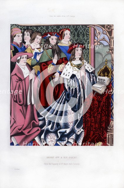 Henry VI and his court, mid-15th century, (1843).Artist: Henry Shaw