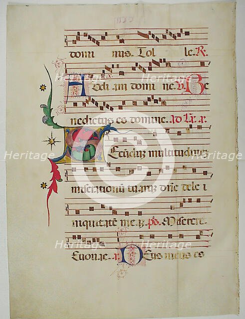 Manuscript Leaf with Initial S, from an Antiphonary, Italian, 15th century. Creator: Unknown.