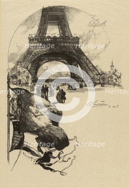 Tour Eiffel, Exposition universelle de 1889, 1889. Creator: Lepère, Auguste (1849-1918).