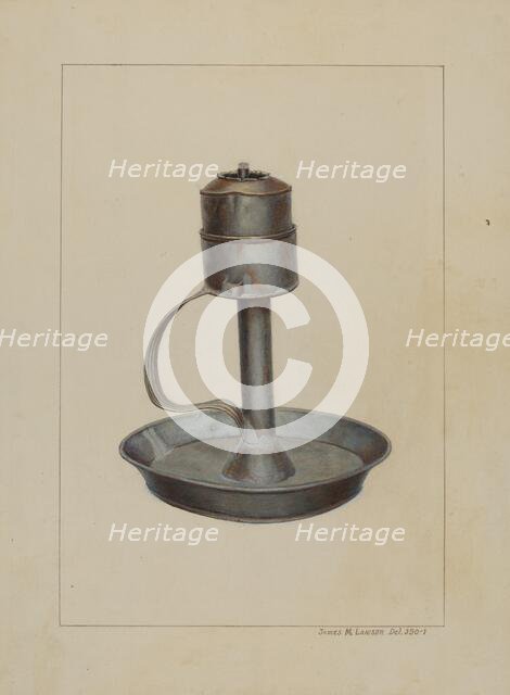Whale Oil Lamp, c. 1938. Creator: James M. Lawson.