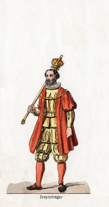Holder of a sceptre, costume design for Shakespeare's play, Henry VIII, 19th century. Artist: Unknown