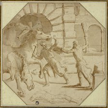 Hercules Felling King Diomedes, 1540/46. Creator: Giulio Romano.