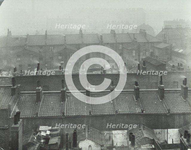 View across roof tops, Bethnal Green, London, 1923. Artist: Unknown.