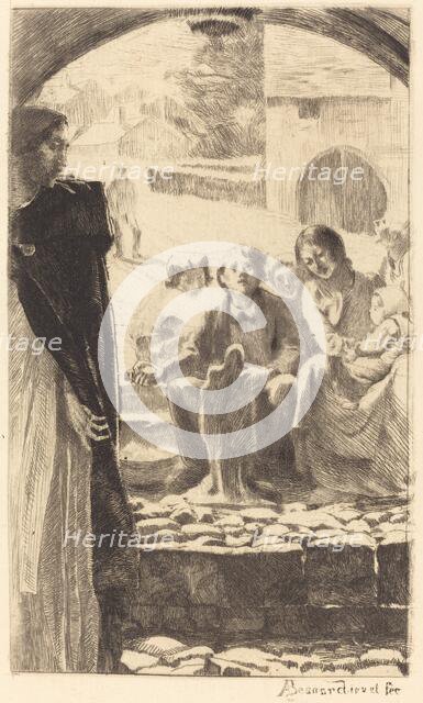 Pierre Copies the Virgin from the Portal of the Church of Marly (Pierre Copie la Vierge..., 1885. Creator: Paul Albert Besnard.